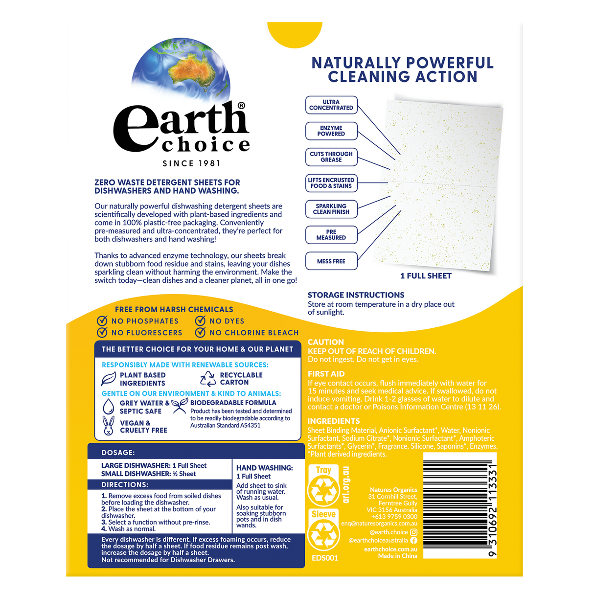 Earth Choice Dishwashing Detergent Sheets 35pk