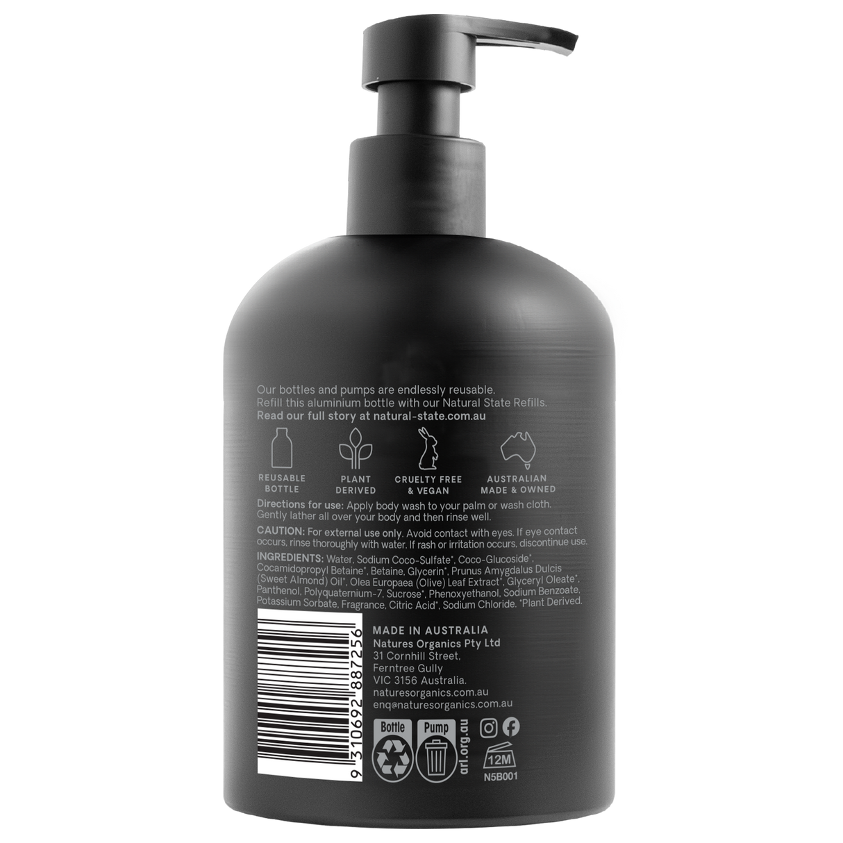 Natural State Vanilla, Lime and Coconut Body Wash 350ml
