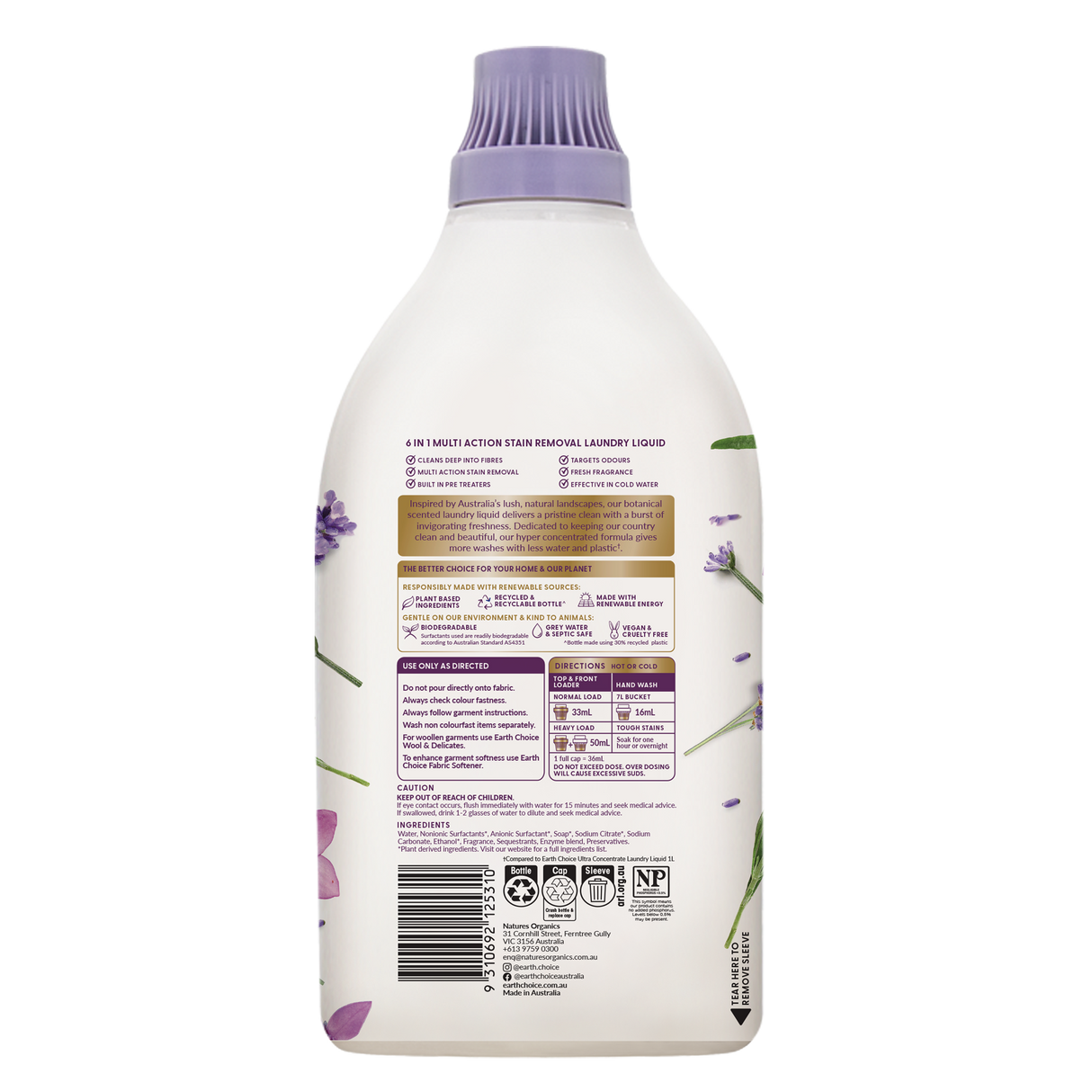 Earth Choice 6in1 Laundry Liquid Lavender & Boronia 1L