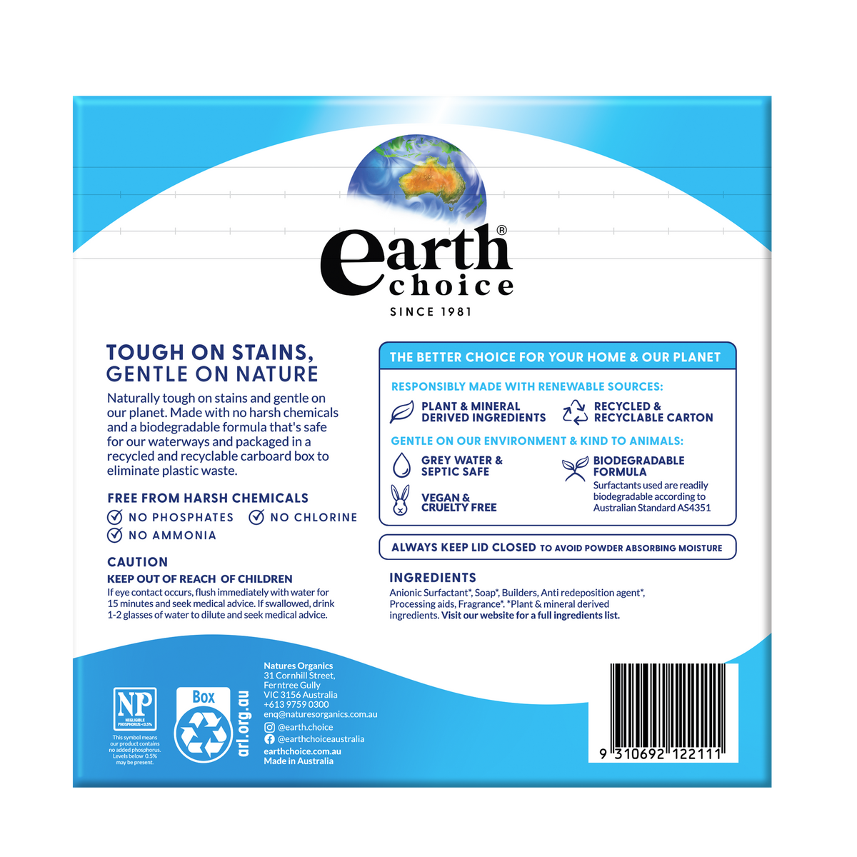 Earth Choice Laundry Powder Top & Front Loader 1kg