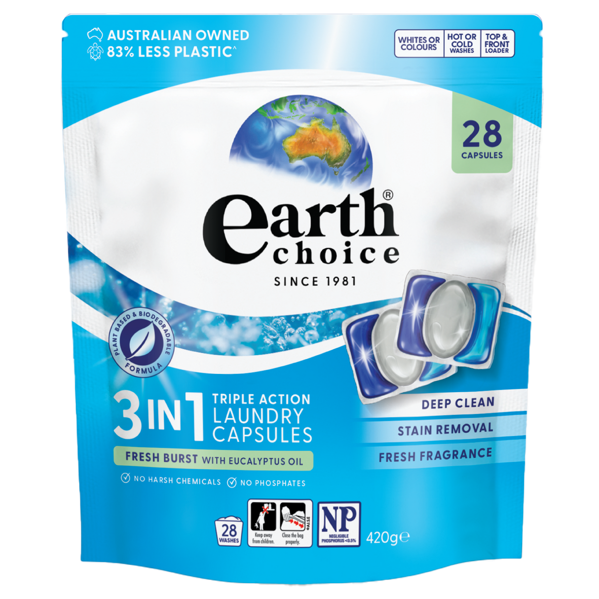 Earth Choice 3in1 Triple Action Fresh Eucalyptus 28 Pack