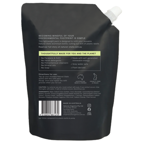 Natural State Vanilla, Lime and Coconut Body Wash Refill 700ml