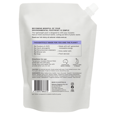 Natural State Lavender & Sandalwood Hand Wash Refill 700ml