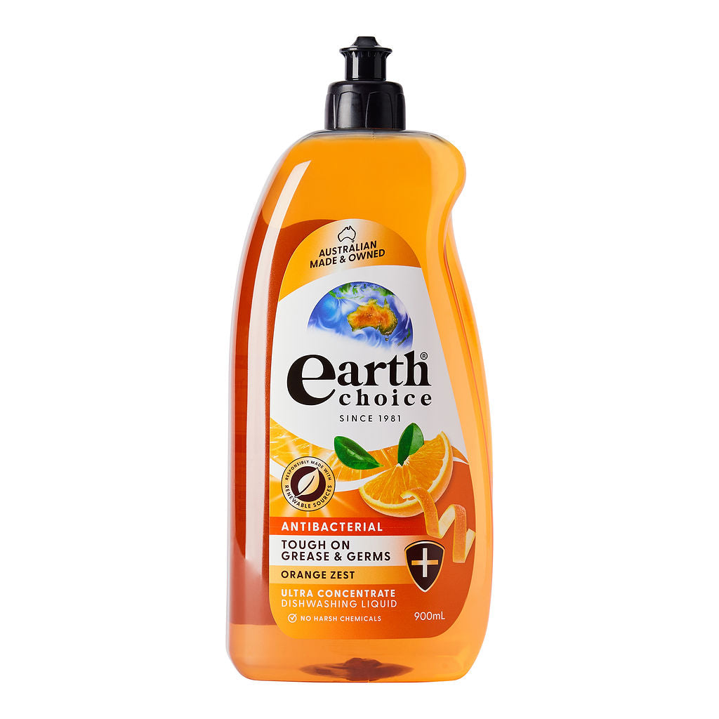 Earth Choice Antibacterial Orange Zest Concentrate Dishwashing Liquid 900ml