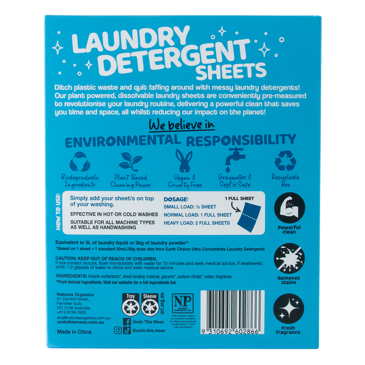 Undo This Mess Ultra Concentrated Laundry Sheets 60 Pack
